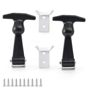 2 Pack T-Handle Draw Latches with Brackets Heavy Duty 304 Stainless Steel Flexible Rubber for Hood, Tool Box & Vehicle Engine-0