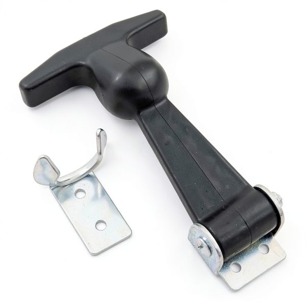 2 Pack T-Handle Draw Latches with Brackets Heavy Duty 304 Stainless Steel Flexible Rubber for Hood, Tool Box & Vehicle Engine-3